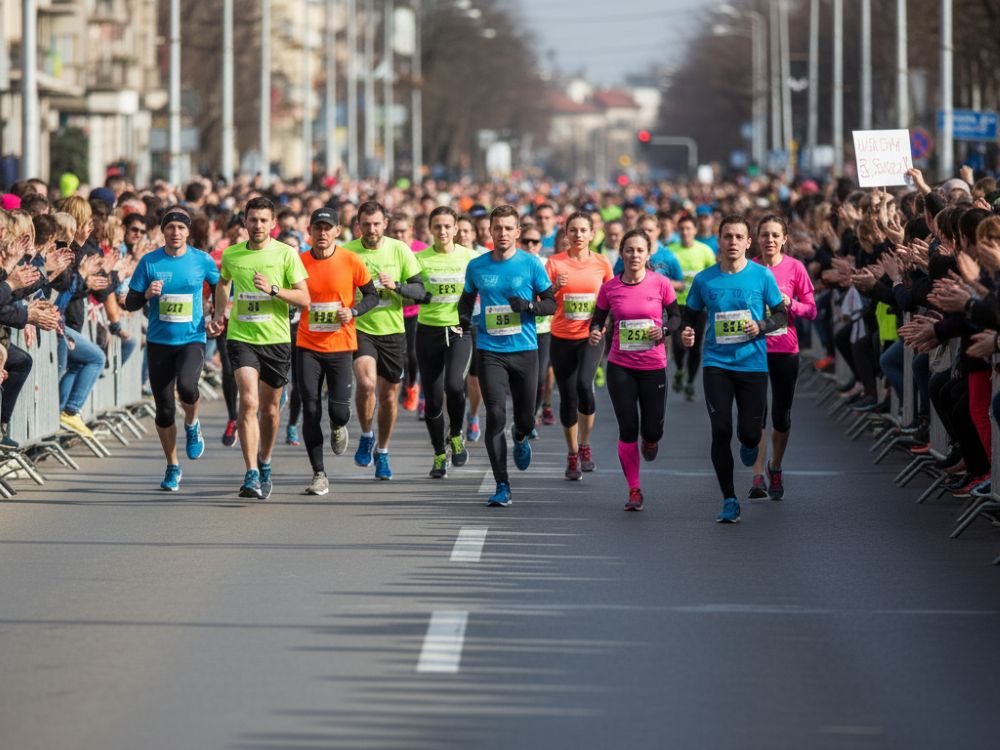 Група бегачи се състезават по бързото и равно трасе на Beroe Road Race по булевард в Стара Загора