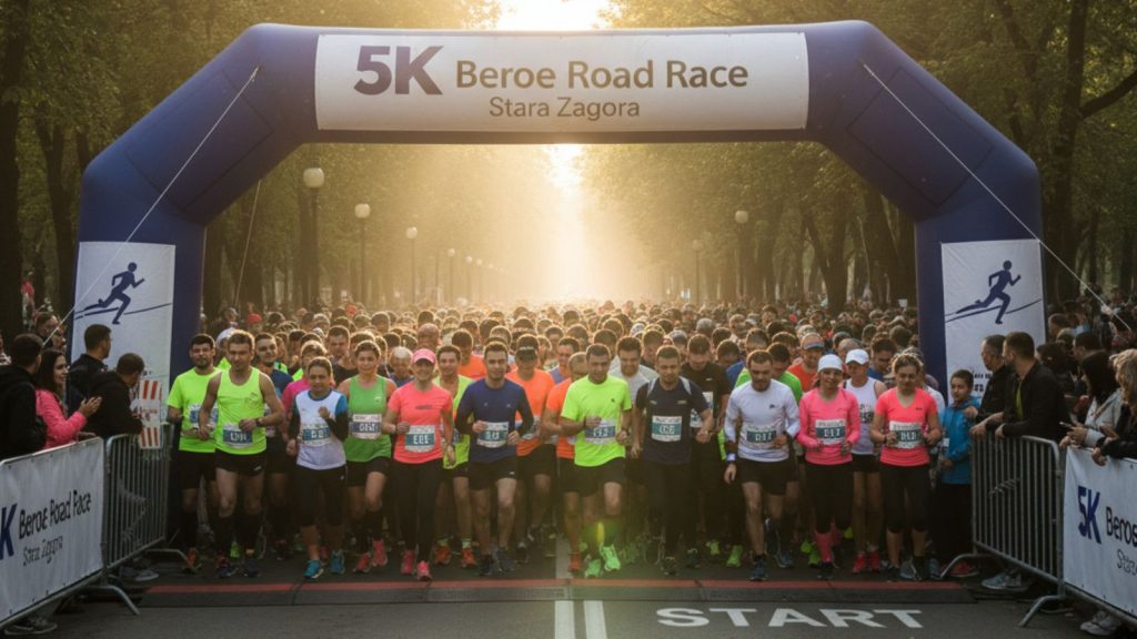 Старт на състезанието по бягане 5К Beroe Road Race в парк Артилерийски, Стара Загора